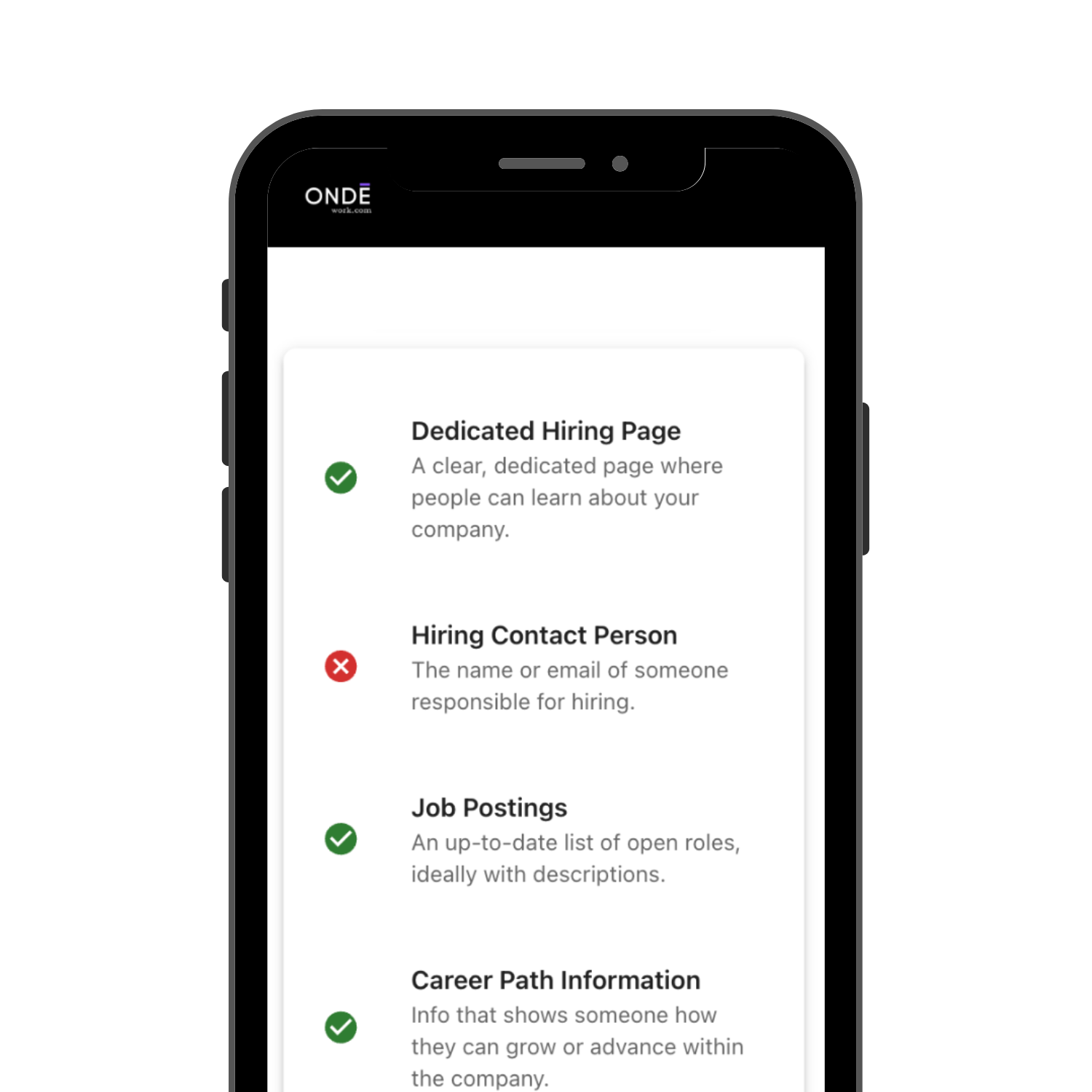 OndeWork company grader criteria interface